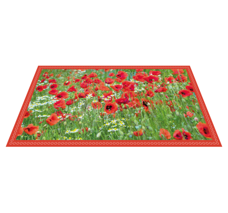 Realistic poppy field floral vinyl rug - TenStickers