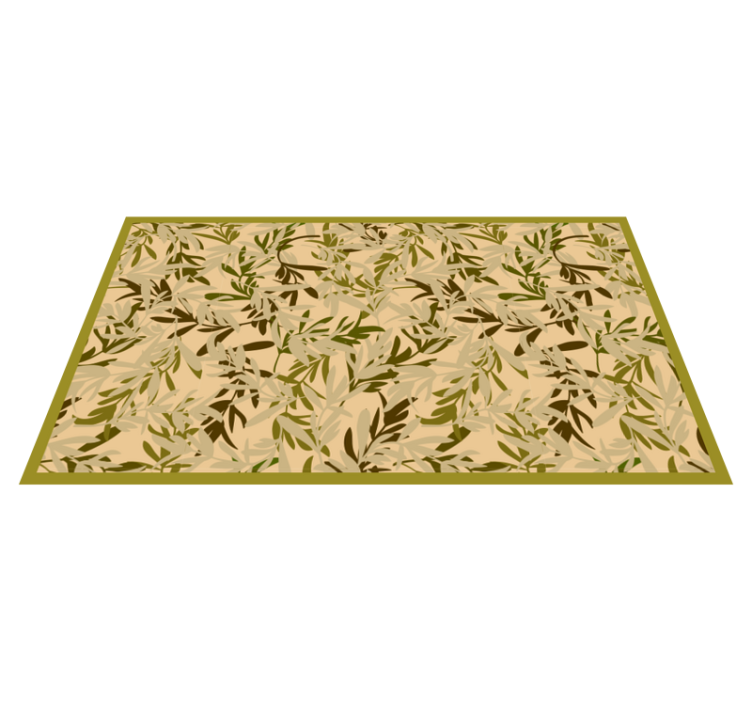 Foliage green motif floral vinyl rug - TenStickers