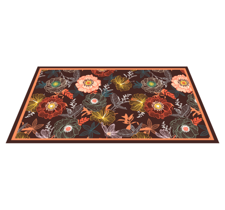 Dark vintage floral style nature vinyl rug - TenStickers