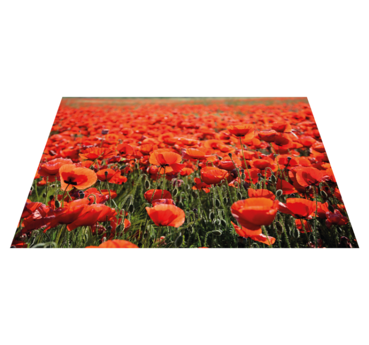 Vibrant Red Poppies floral vinyl rug - TenStickers