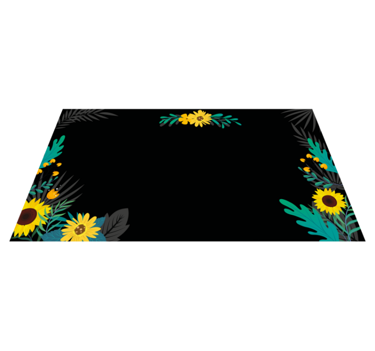 Sunflowers on black background floral rug - TenStickers