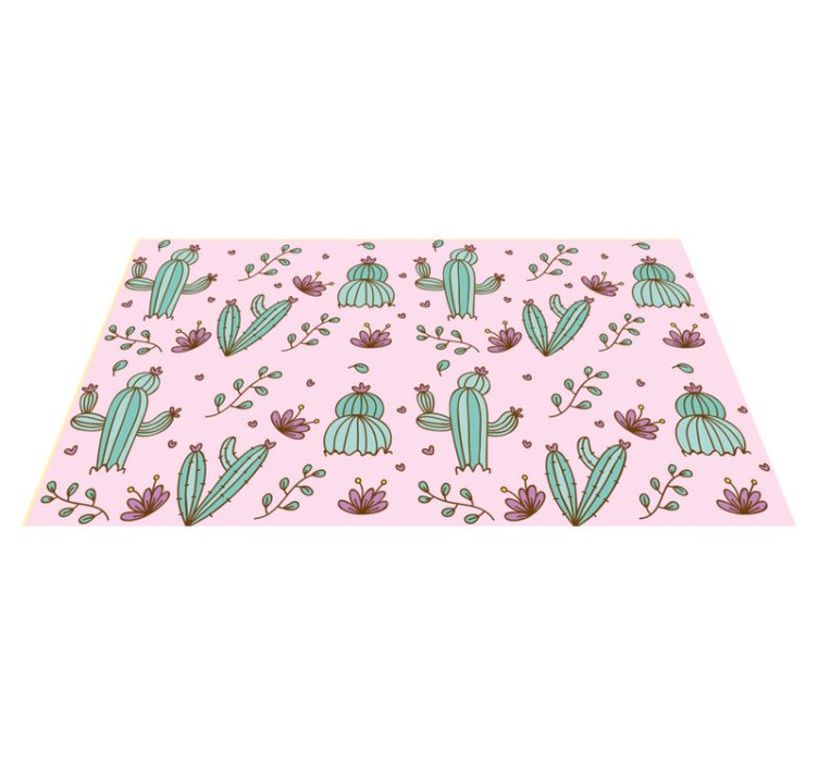 Cactus Floral Motif floral vinyl rug - TenStickers
