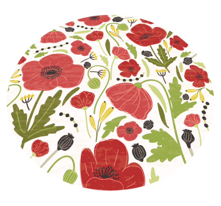 Red Poppy Blossoms floral vinyl rug - TenStickers