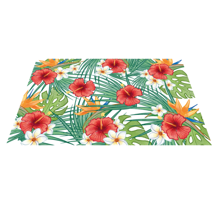 Tropical floral theme floral vinyl rug - TenStickers
