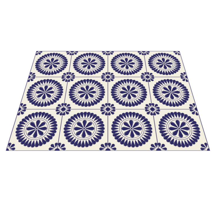 Circular floral motif mosaic vinyl rug - TenStickers