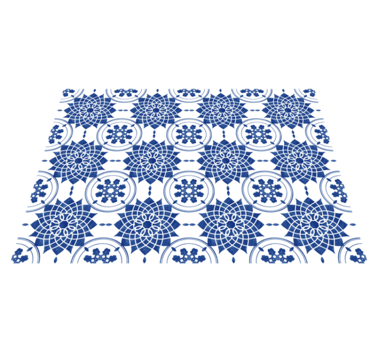 Intricate Blue Motifs mandala vinyl rug - TenStickers