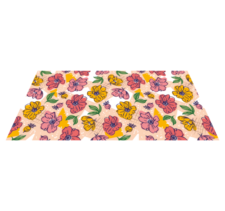Vibrant Botanical Motifs floral vinyl rug - TenStickers