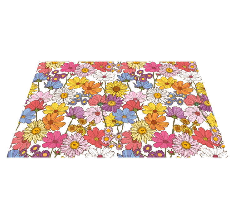 Floral vinyl rug vibrant floral arrangement - TenStickers