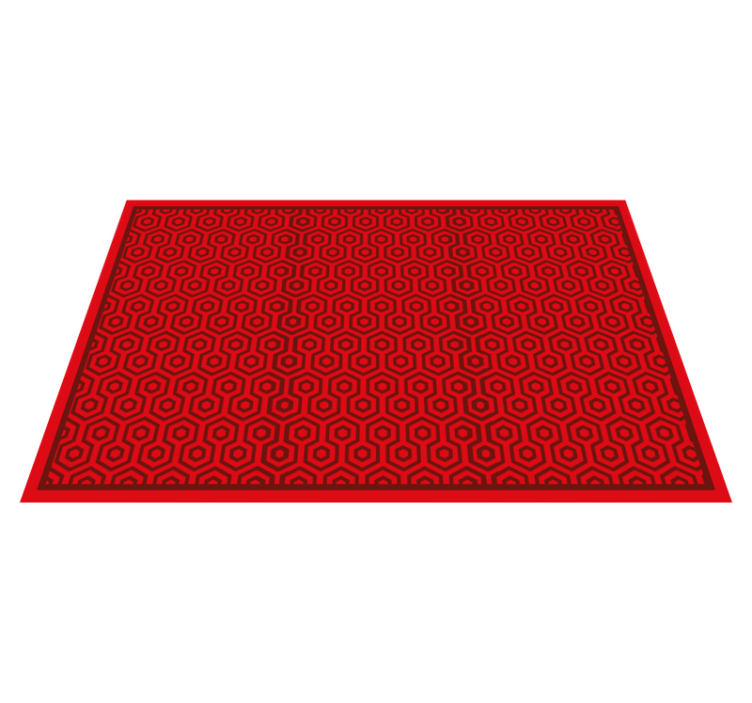 Red hexagonal arrangement geometric vinyl rug - TenStickers