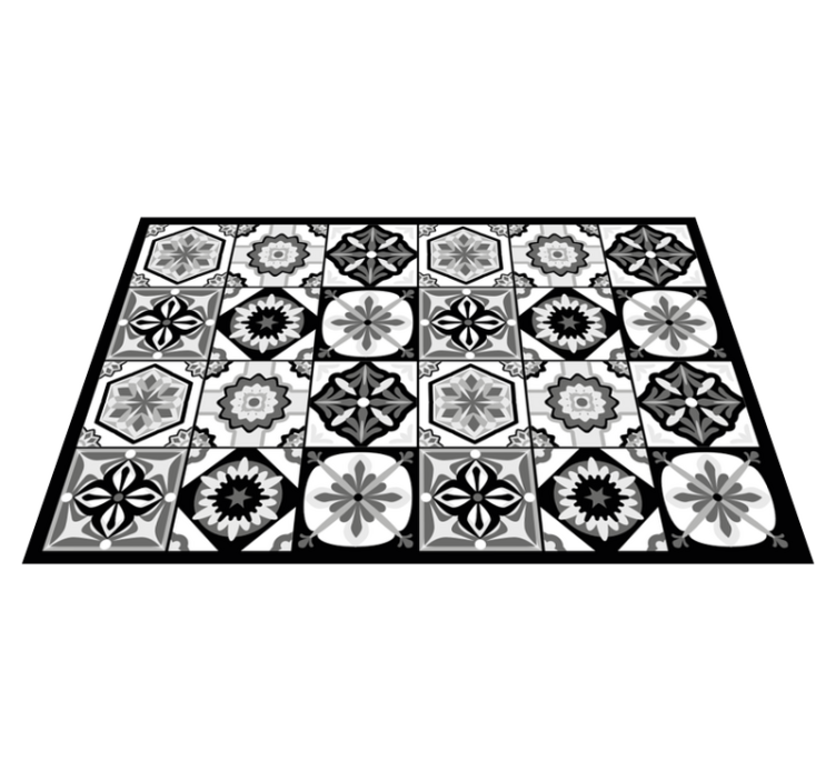 Black white and grey kitchen floor tiles - TenStickers