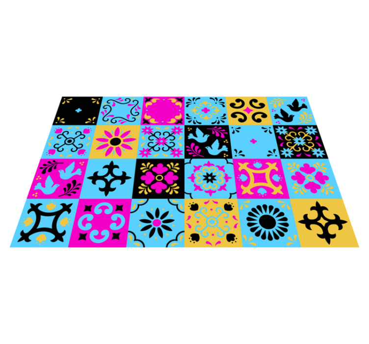 Mosaic vinyl rug in vibrant pattern design - TenStickers
