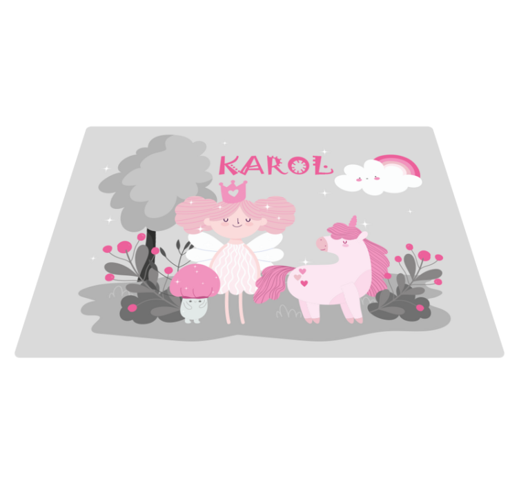 Fairy tale scene with name kids vinyl rug - TenStickers