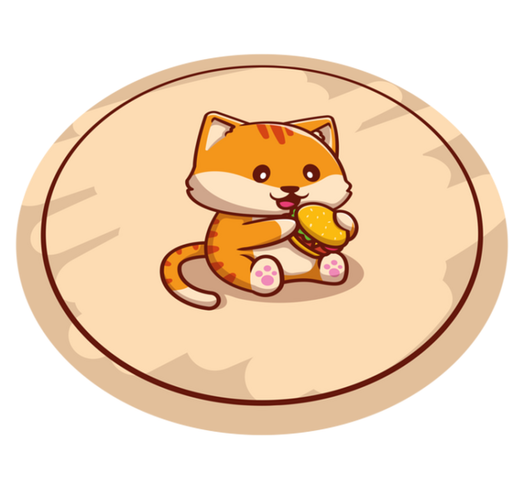 Baby cat with sandwich kids vinyl rug - TenStickers