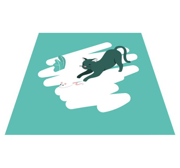 Playful Cat Pursuit bedroom vinyl rug - TenStickers