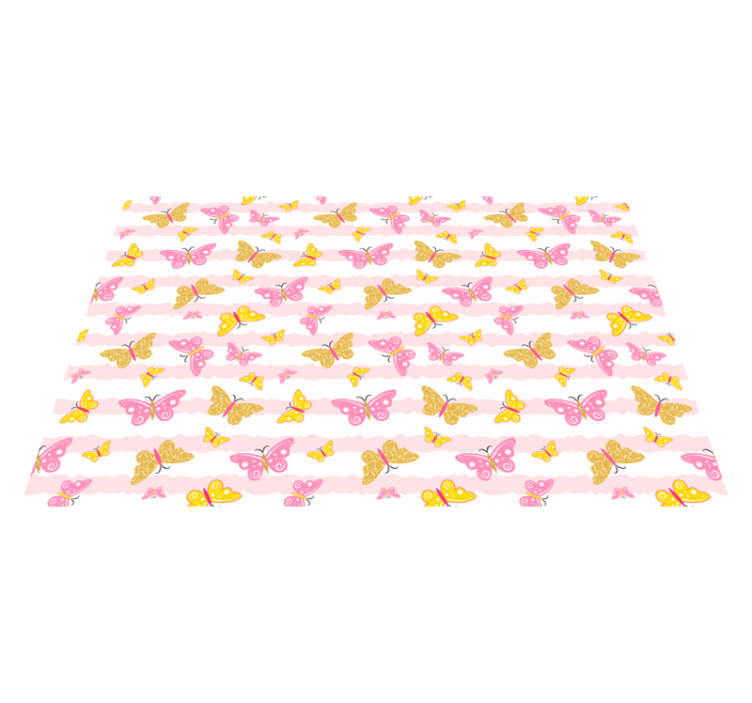 Pink and yellow butterflies kids vinyl rug - TenStickers