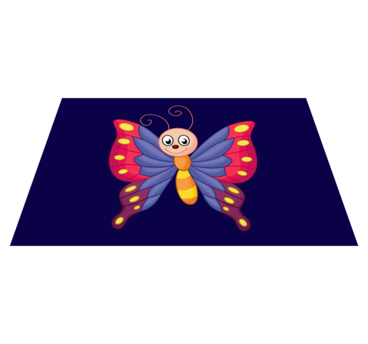 Happy butterfly flying kids vinyl rug - TenStickers