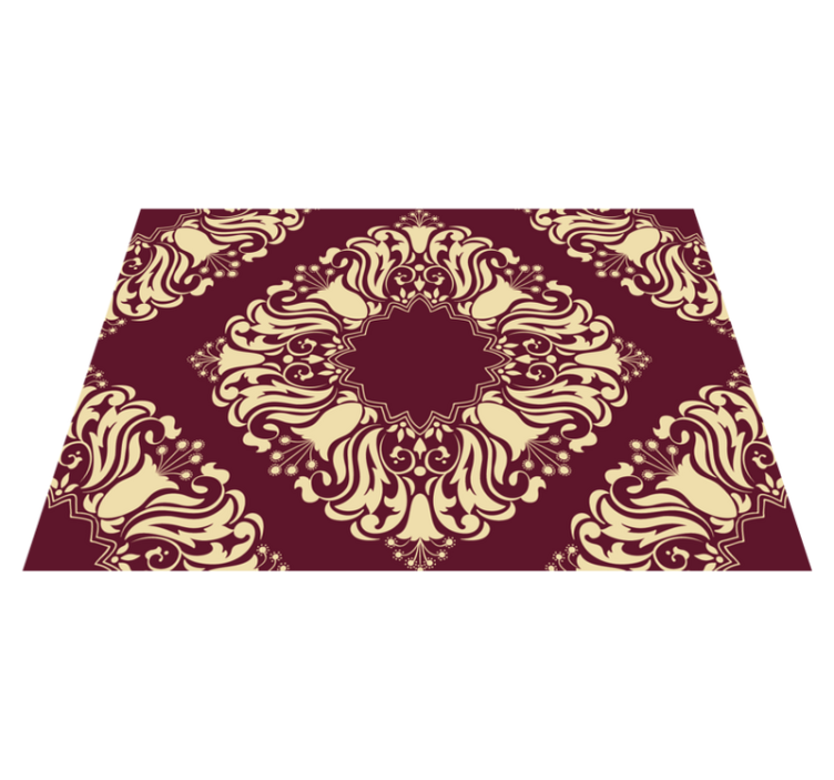Burgundy Floral Pattern mosaic vinyl rug - TenStickers