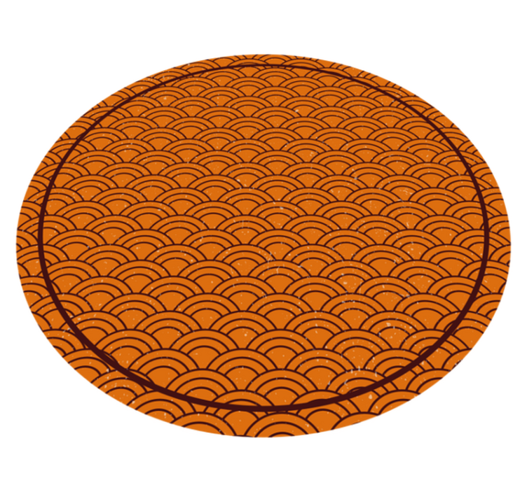 Orange Wave Pattern circular vinyl rug - TenStickers
