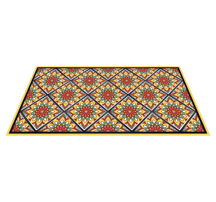 Colorful Geometric Motifs tile vinyl rug - TenStickers