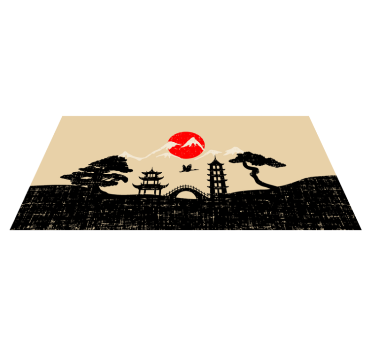 Japanese Landscape Scene bedroom vinyl rug - TenStickers