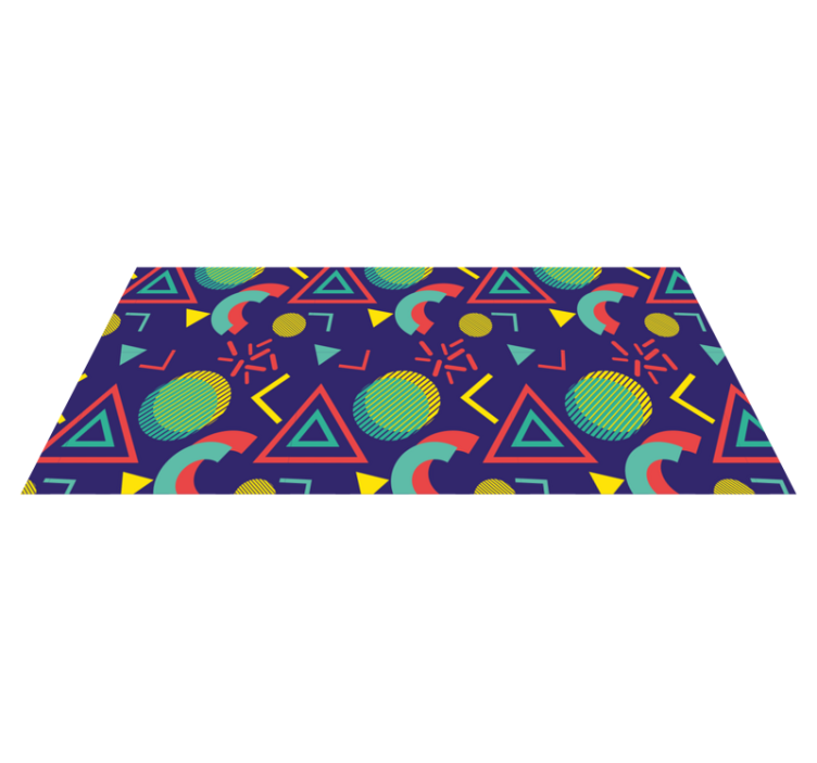 Geometric vinyl rug with vibrant patterns - TenStickers