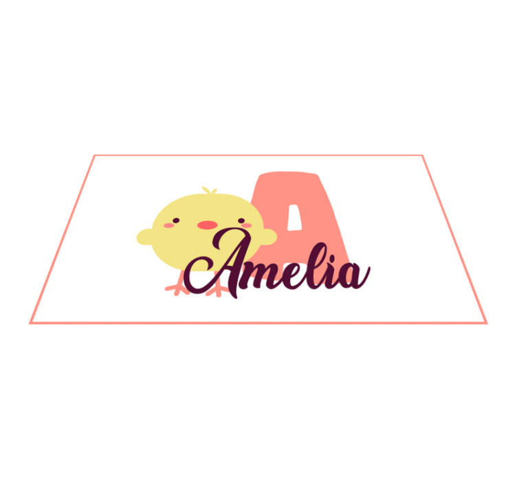 Chick with name and initial nursery vinyl rug - TenStickers