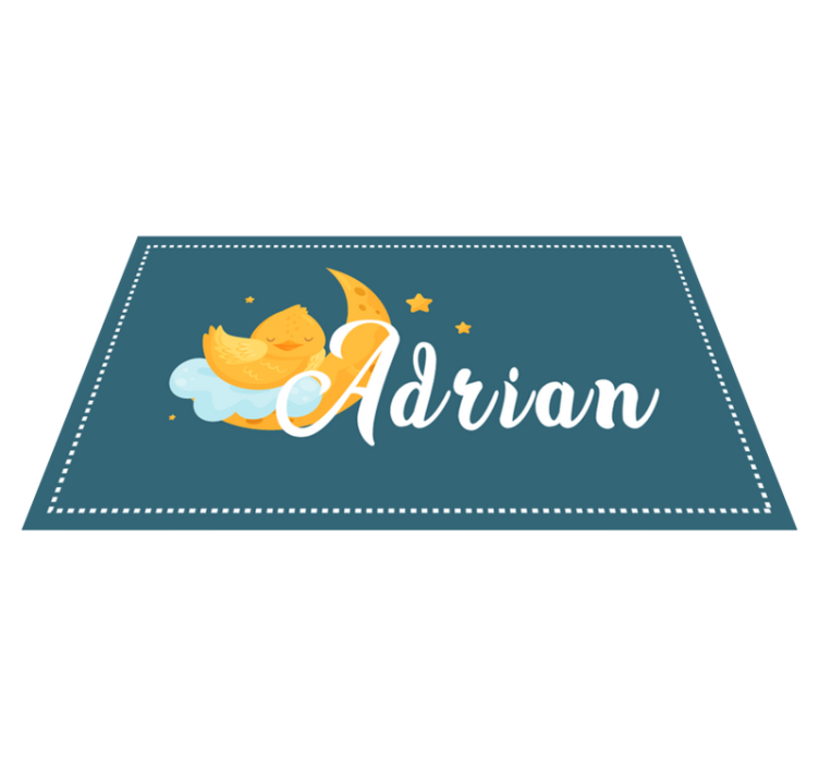 Sleeping duck with name kids vinyl rug - TenStickers