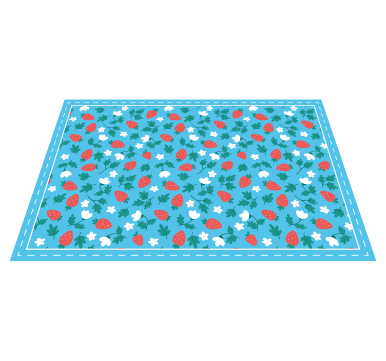 Strawberry Floral Motif kitchen vinyl rug - TenStickers