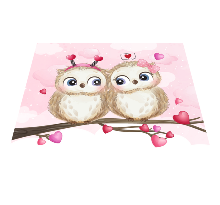 Cute owl couple bedroom vinyl rug - TenStickers