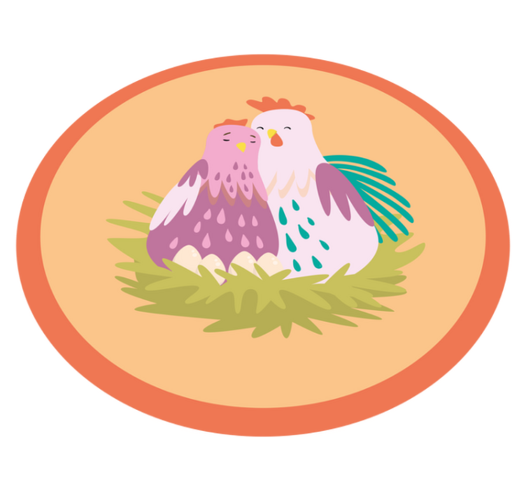 Charming Feathered Friends circular vinyl rug - TenStickers