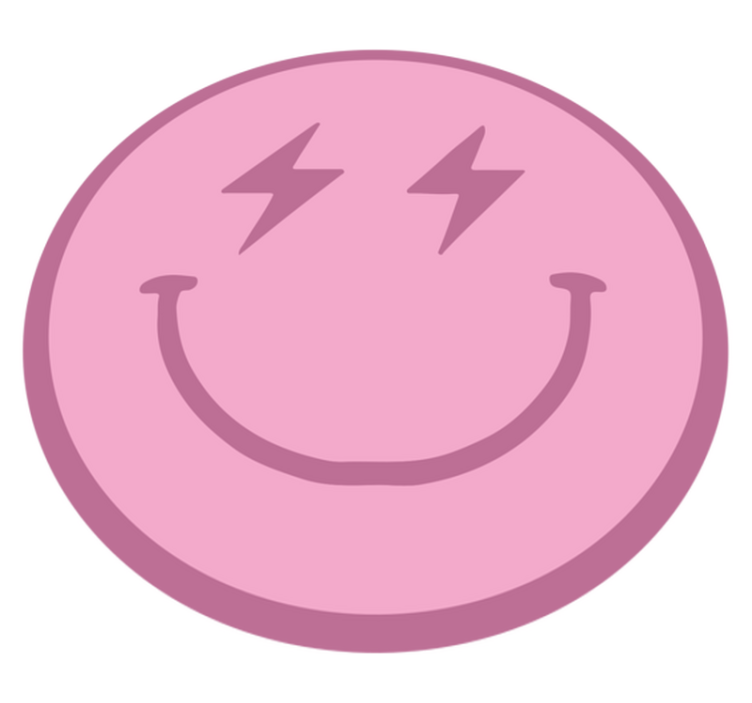 Pink lightning smiley face modern rug - TenStickers