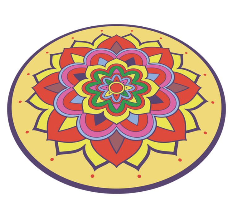 Colorful big flower mandala vinyl rug - TenStickers