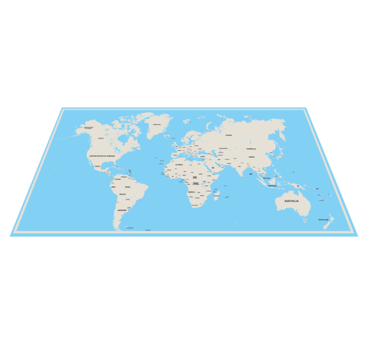 Light colours with country names world map rug - TenStickers