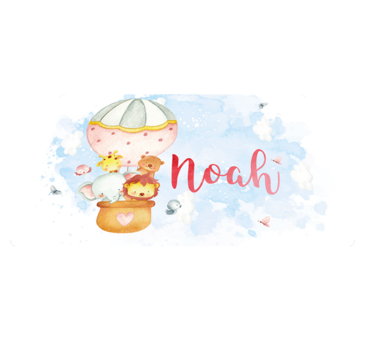 Balloon adventure with name nursery vinyl rug - TenStickers