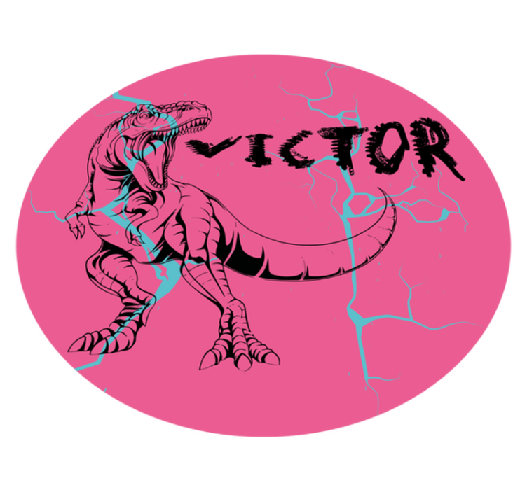 Pink T-Rex with name kids vinyl rug - TenStickers
