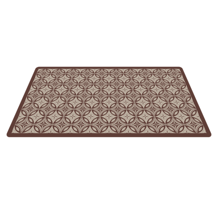 Brown Patterned Shapes mosaic vinyl rug - TenStickers