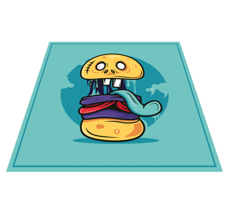 Zombie burger cartoon  modern rug - TenStickers