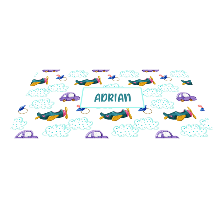 Whimsical Airplane Theme custom vinyl rug - TenStickers