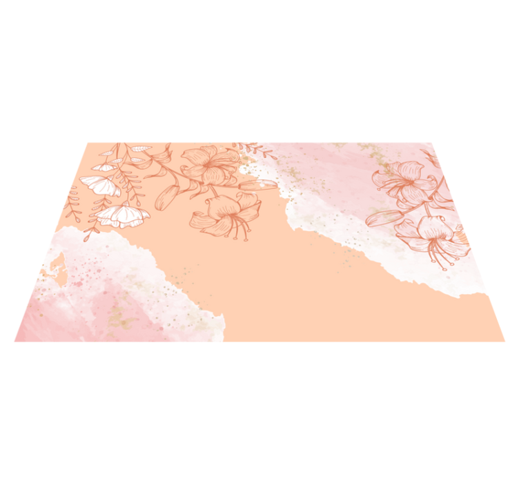 Watercolor flowers with orange pink floral rug - TenStickers