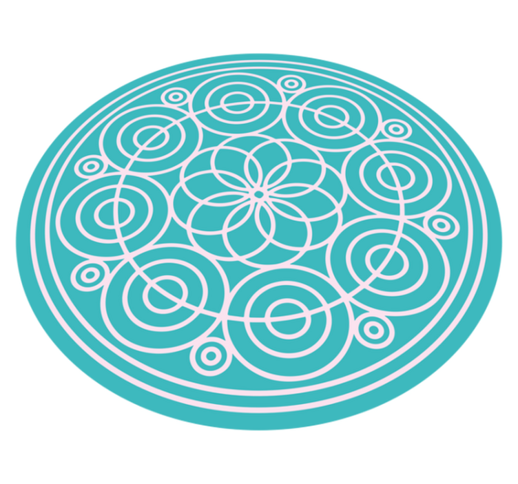 Turquoise Circular Pattern mandala vinyl rug - TenStickers