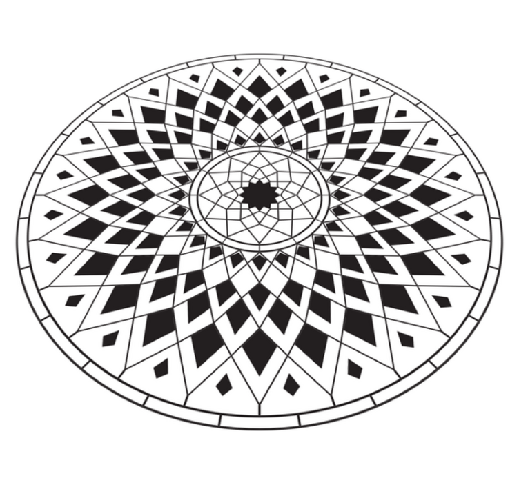 White and black design mandala vinyl rug - TenStickers