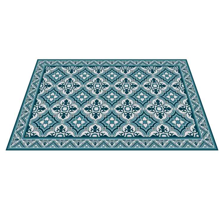 Cyan and blue classic flowers tile carpet - TenStickers