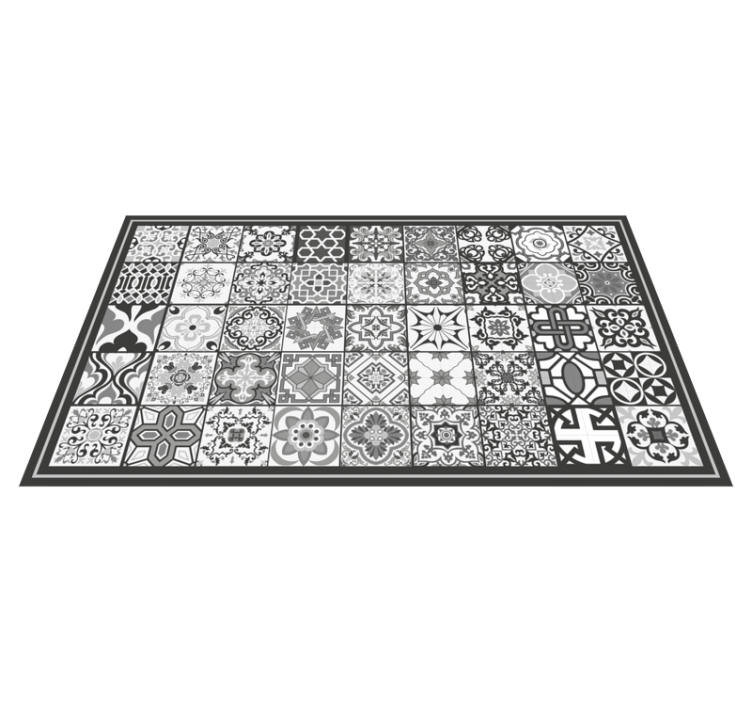 Grey tile pattern bathroom vinyl rug - TenStickers