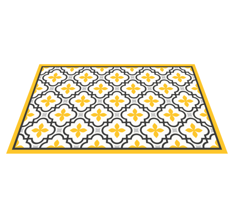 Grey and yellow flowers pattern tile carpet - TenStickers