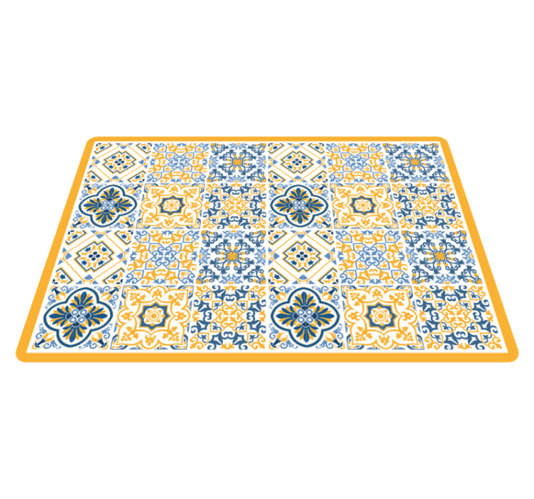 Vibrant mosaic arrangements tile vinyl rug - TenStickers