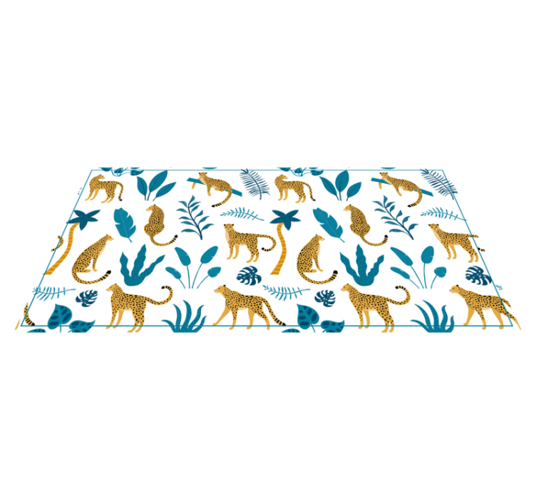 Tropical botanical leopard pattern animal rug - TenStickers