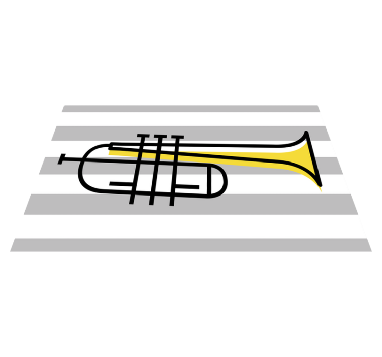 Stylish Trumpet Illustration striped vinyl rug - TenStickers