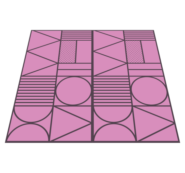 Pink and grey color block square vinyl rug - TenStickers