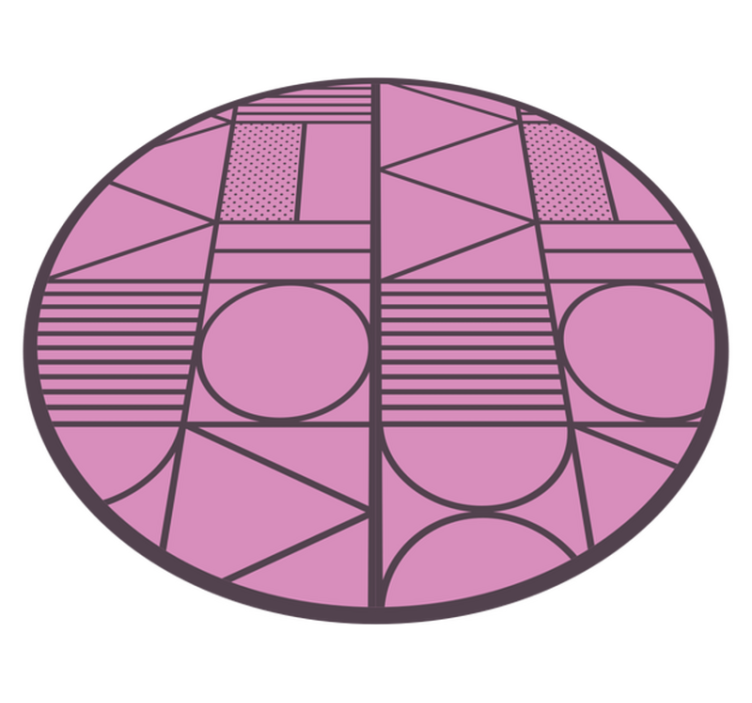 Pink and grey color block circular rug - TenStickers