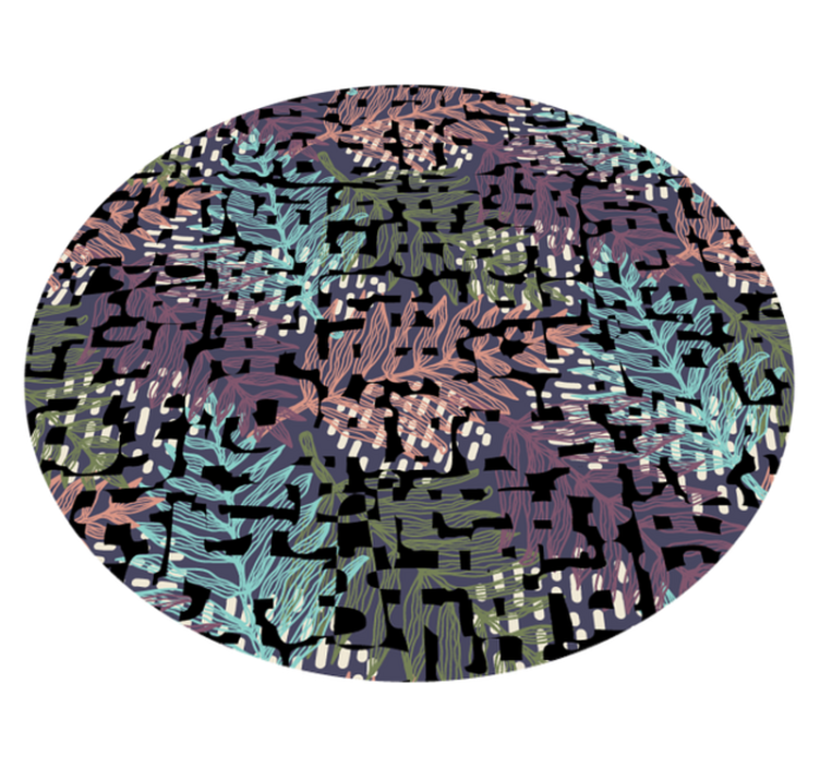 Leafy botanical elements floral vinyl rug - TenStickers